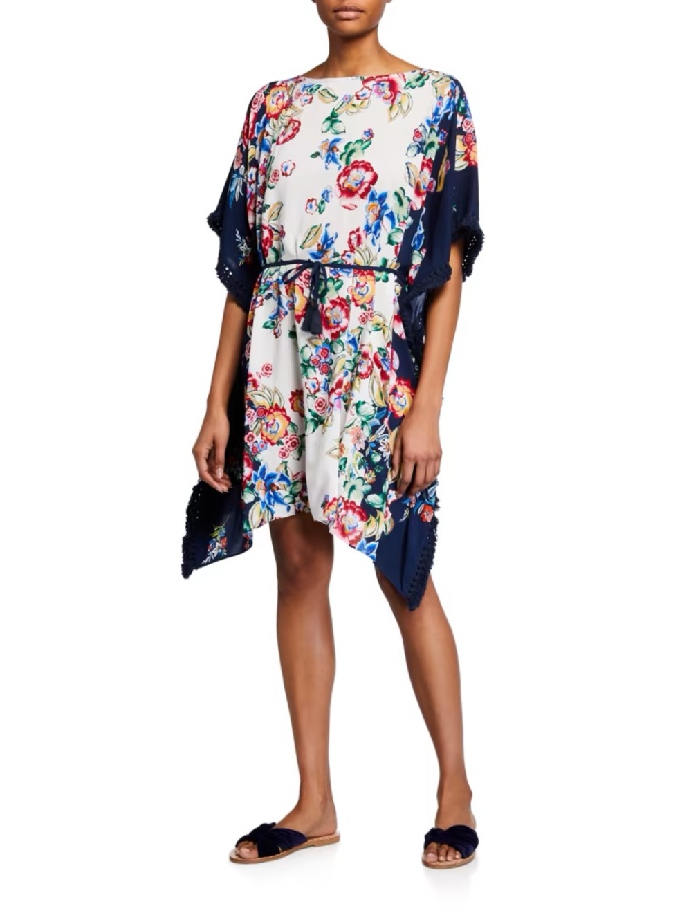 Johnny Was Maya Fringed Floral-Print Coverup Sun Dress XXL